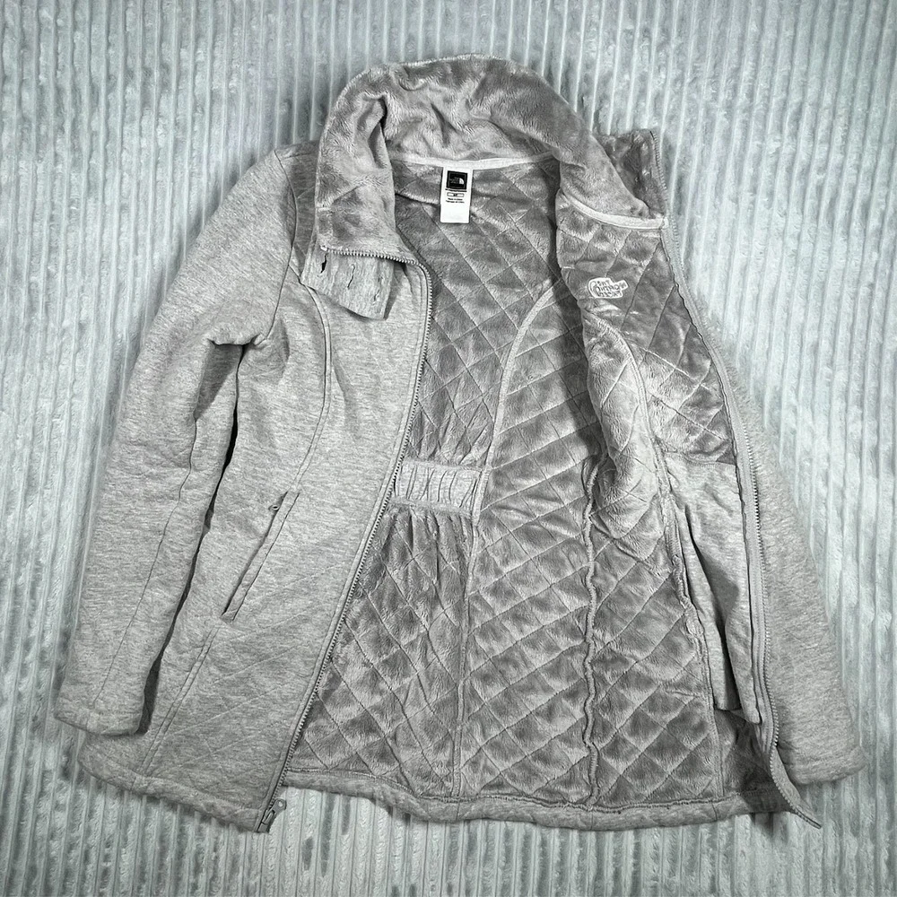 North Face Caroluna Quilted Fleece Lined Jacket Women's S Gray Warm Comfort Prep